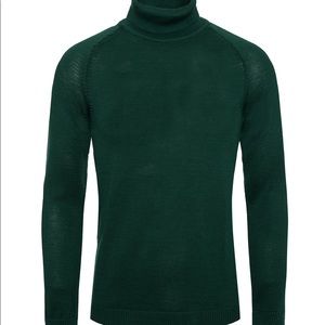 Men’s Premium Hunter Green Slim Fit Knitted Pullover Turtleneck Sweater